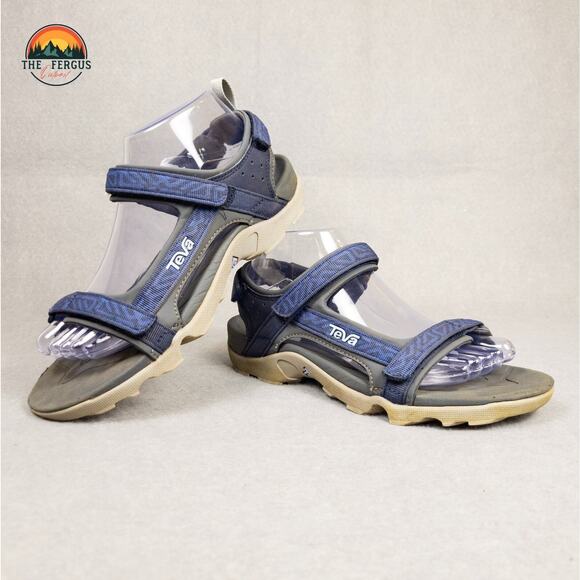 Teva Strappy Sandals Blue Gray Hiking Adjustable Strap Unisex Kids Size 6 - Picture 9 of 12